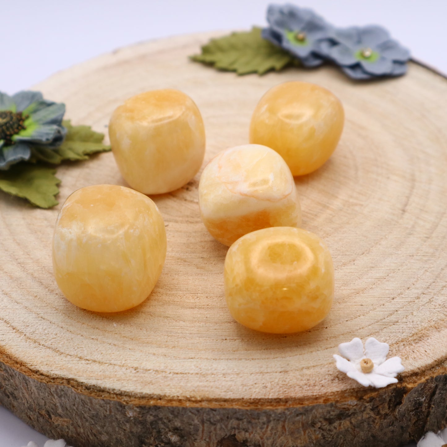 Five pieces of Orange Calcite crystals
