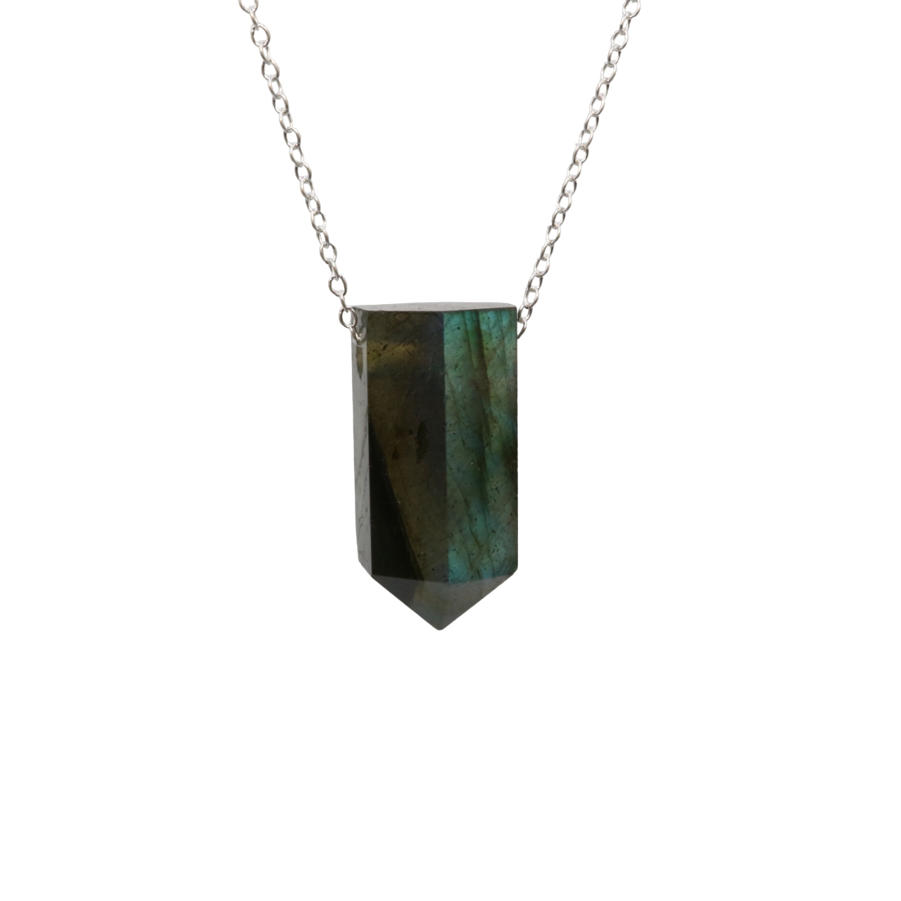 Labradorite on a fine 925 Sterling Silver chain