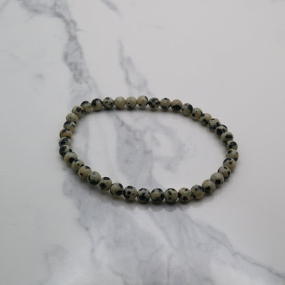 Dalmatian Jasper crystal bead bracelet with 4mm size beads