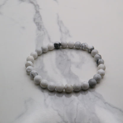 Howlite crystal bead bracelet with 6mm size beads