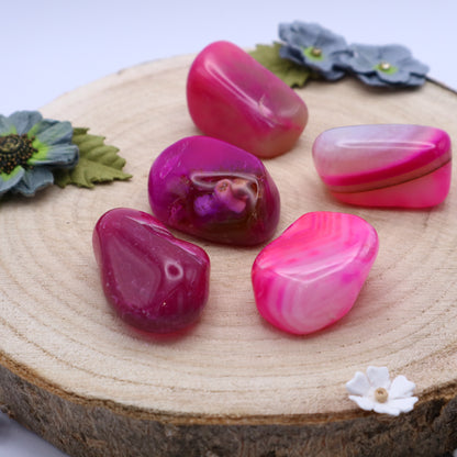 Five pieces of Pink Banded Agate crystals