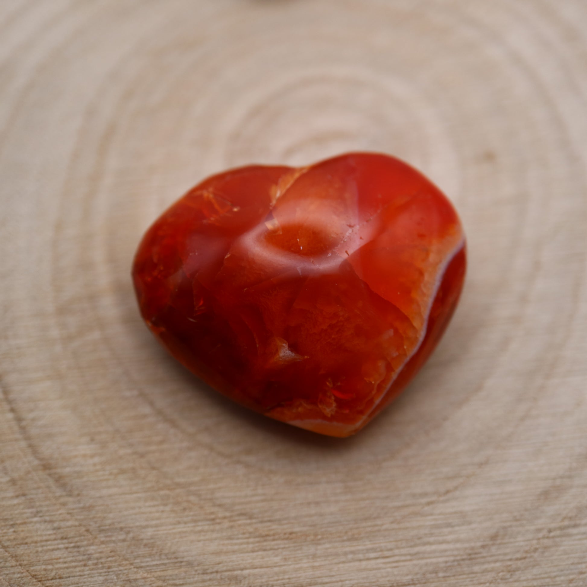 Carnelian crystal in the shape of a heart