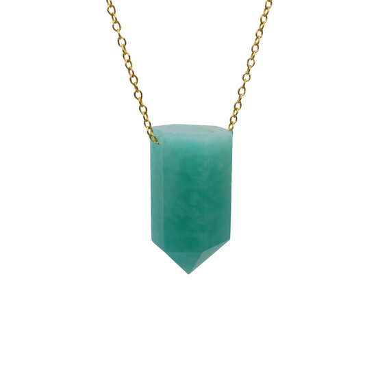 Amazonite on a fine Gold plated 925 Sterling Silver chain