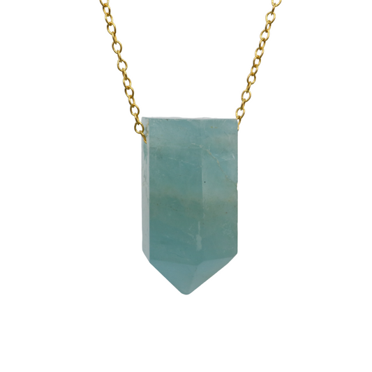 Aquamarine on a fine Gold plated 925 Sterling Silver chain