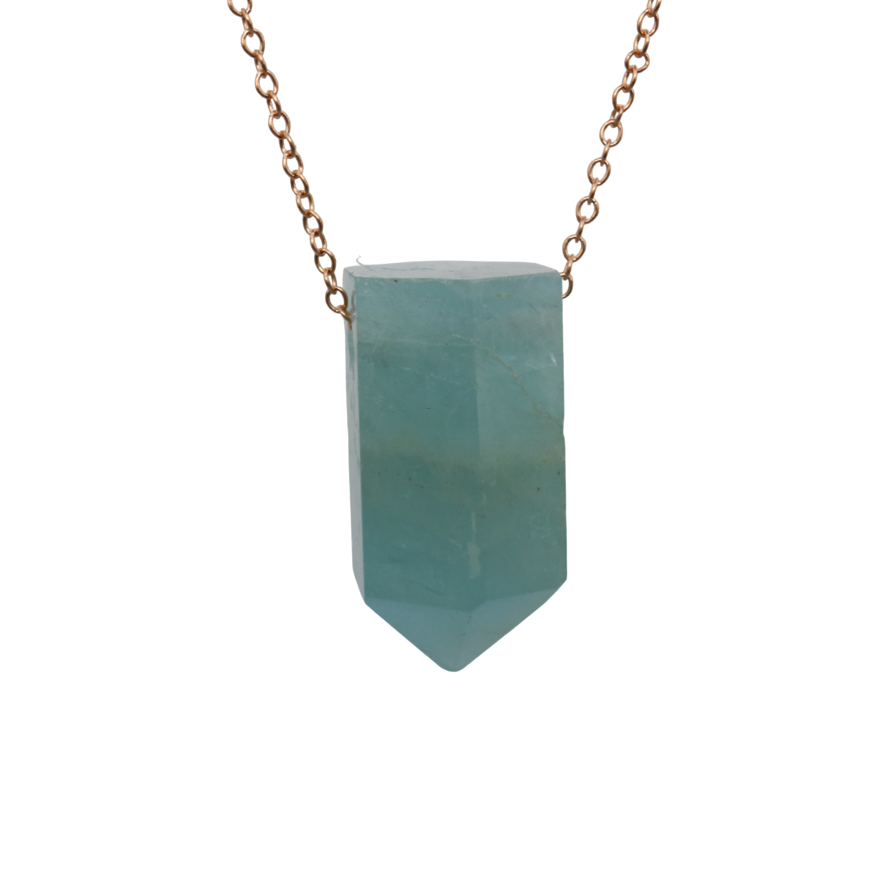 Aquamarine on a fine Rose Gold plated 925 Sterling Silver chain