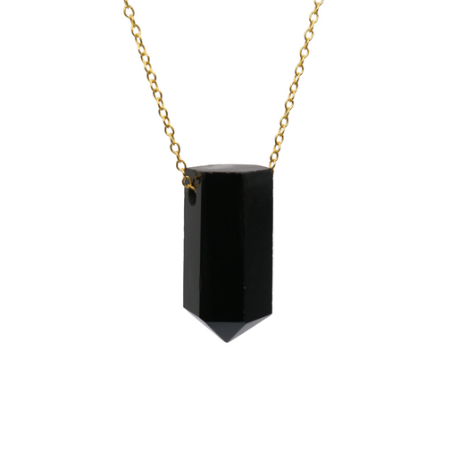 Black Onyx on a fine Gold plated 925 Sterling Silver chain