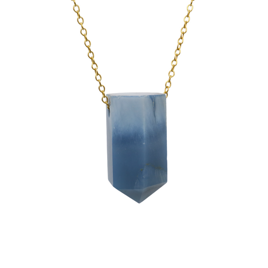 Blue Opal on a fine Gold plated 925 Sterling Silver chain