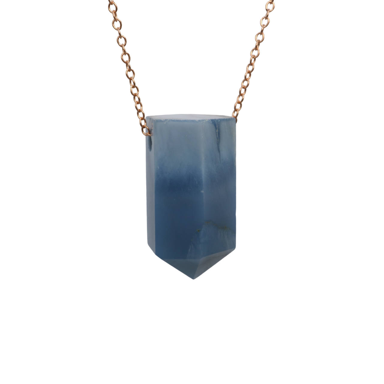 Blue Opal on a fine Rose Gold plated 925 Sterling Silver chain