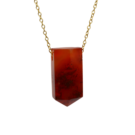 Carnelian on a fine Gold plated 925 Sterling Silver chain