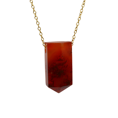 Carnelian on a fine Gold plated 925 Sterling Silver chain