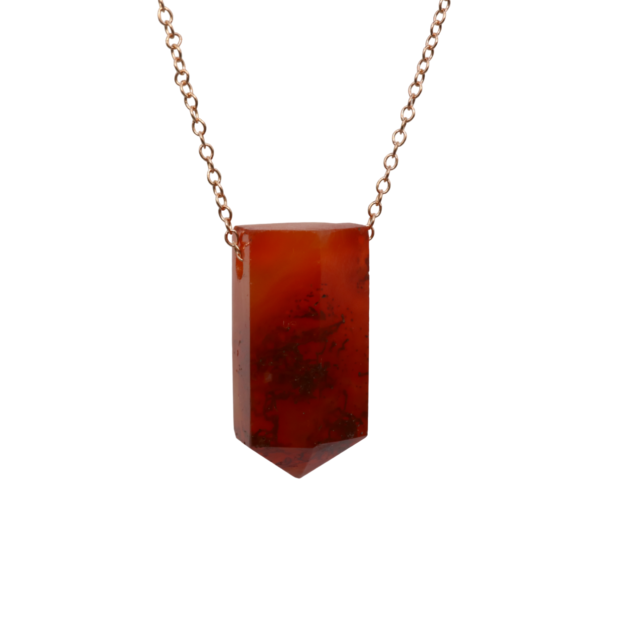 Carnelian on a fine Rose Gold plated 925 Sterling Silver chain