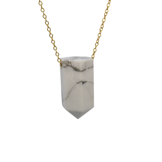 Howlite on a fine Gold plated 925 Sterling Silver chain