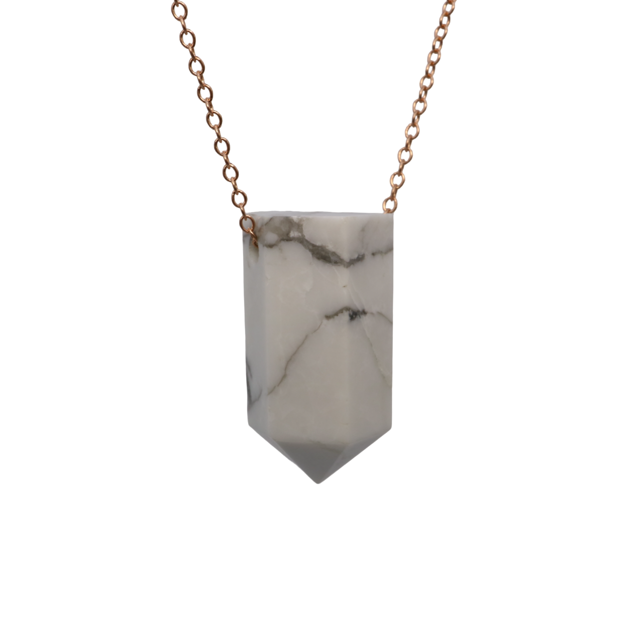 Howlite on a fine Rose Gold plated 925 Sterling Silver chain