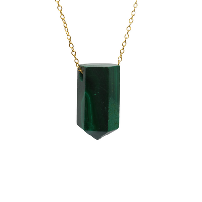 Malachite on a fine Gold plated 925 Sterling Silver chain