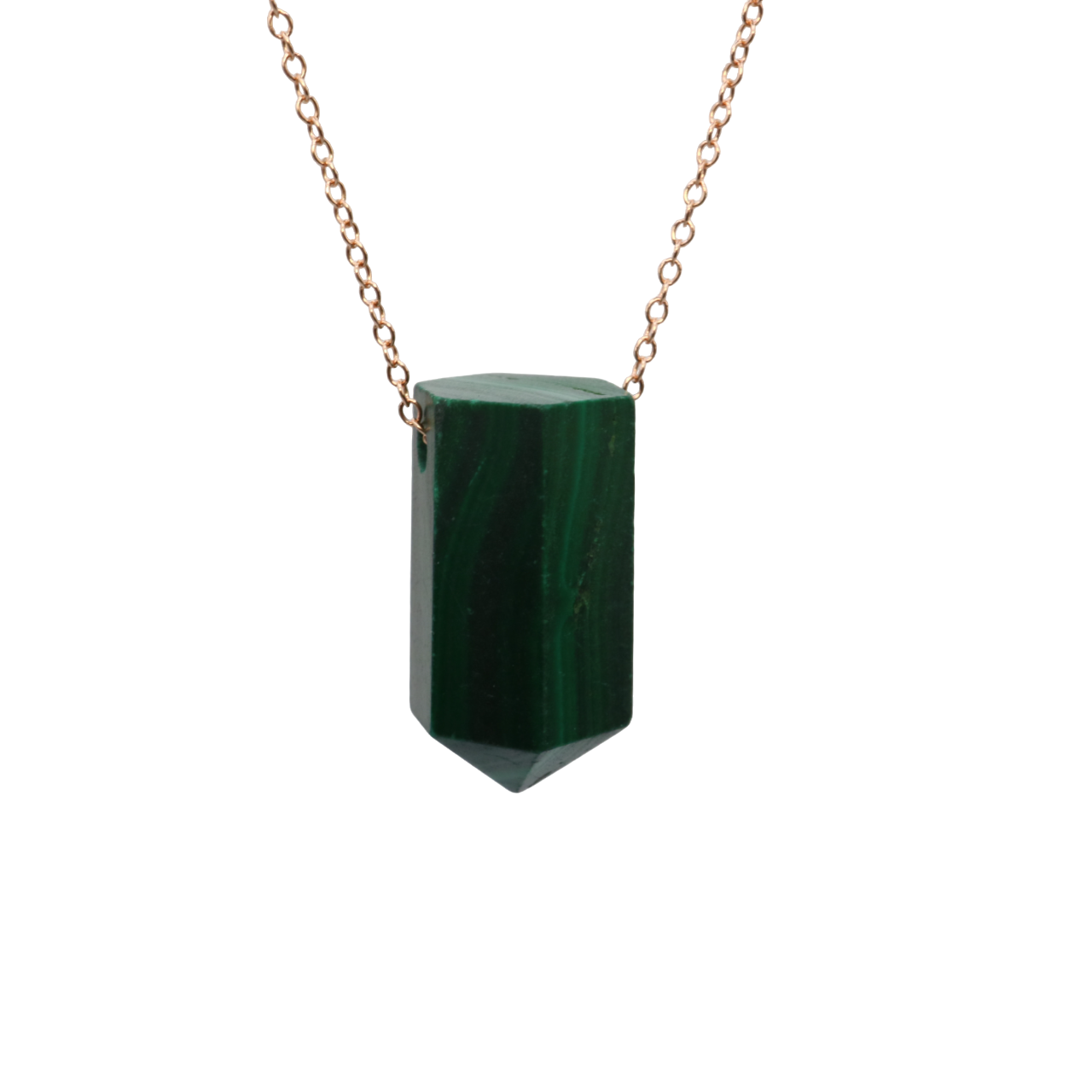 Malachite on a fine Rose Gold plated 925 Sterling Silver chain
