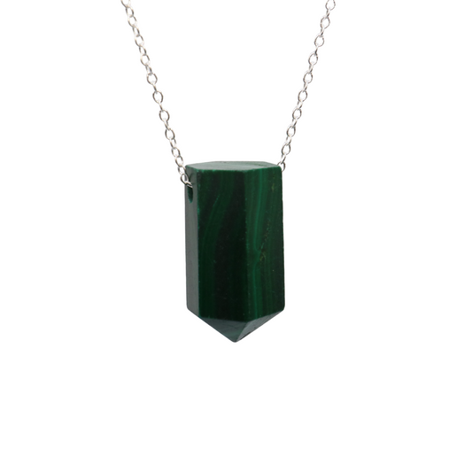 Malachite on a fine 925 Sterling Silver chain