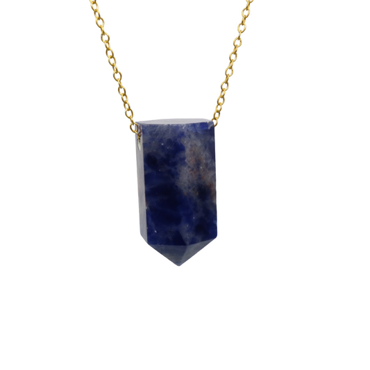 Sodalite Crystal on a fine Gold plated 925 Sterling Silver chain