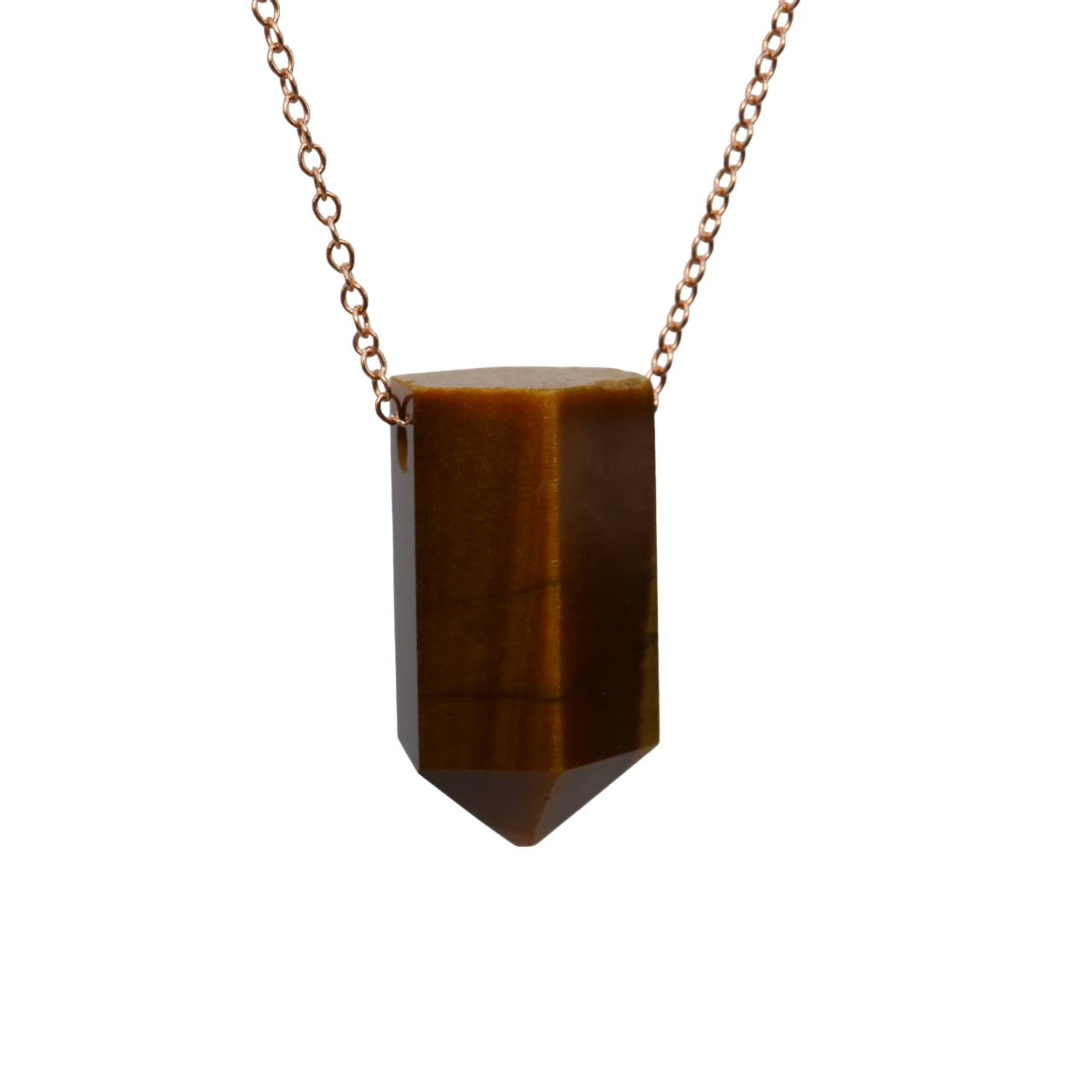 Tiger Eye on a fine Rose Gold plated 925 Sterling Silver chain